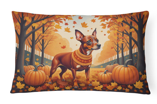 Red Miniature Pinscher Fall Throw Pillow-0