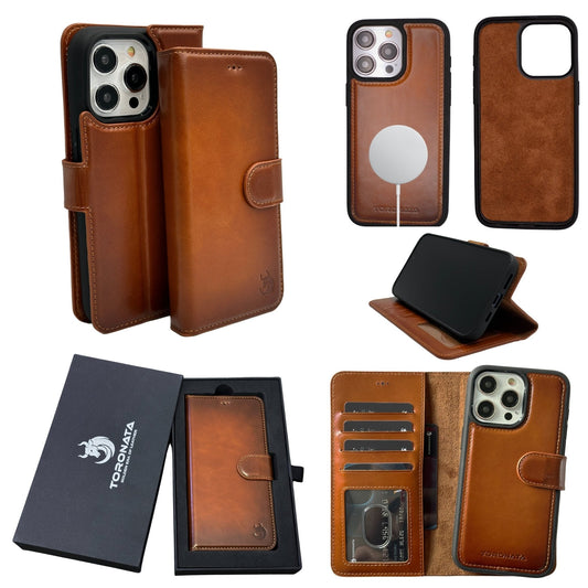 Vegas Premium Leather iPhone 15 Plus Wallet Case with MagSafe | Detachable RFID Blocking Luxury Wallet-0